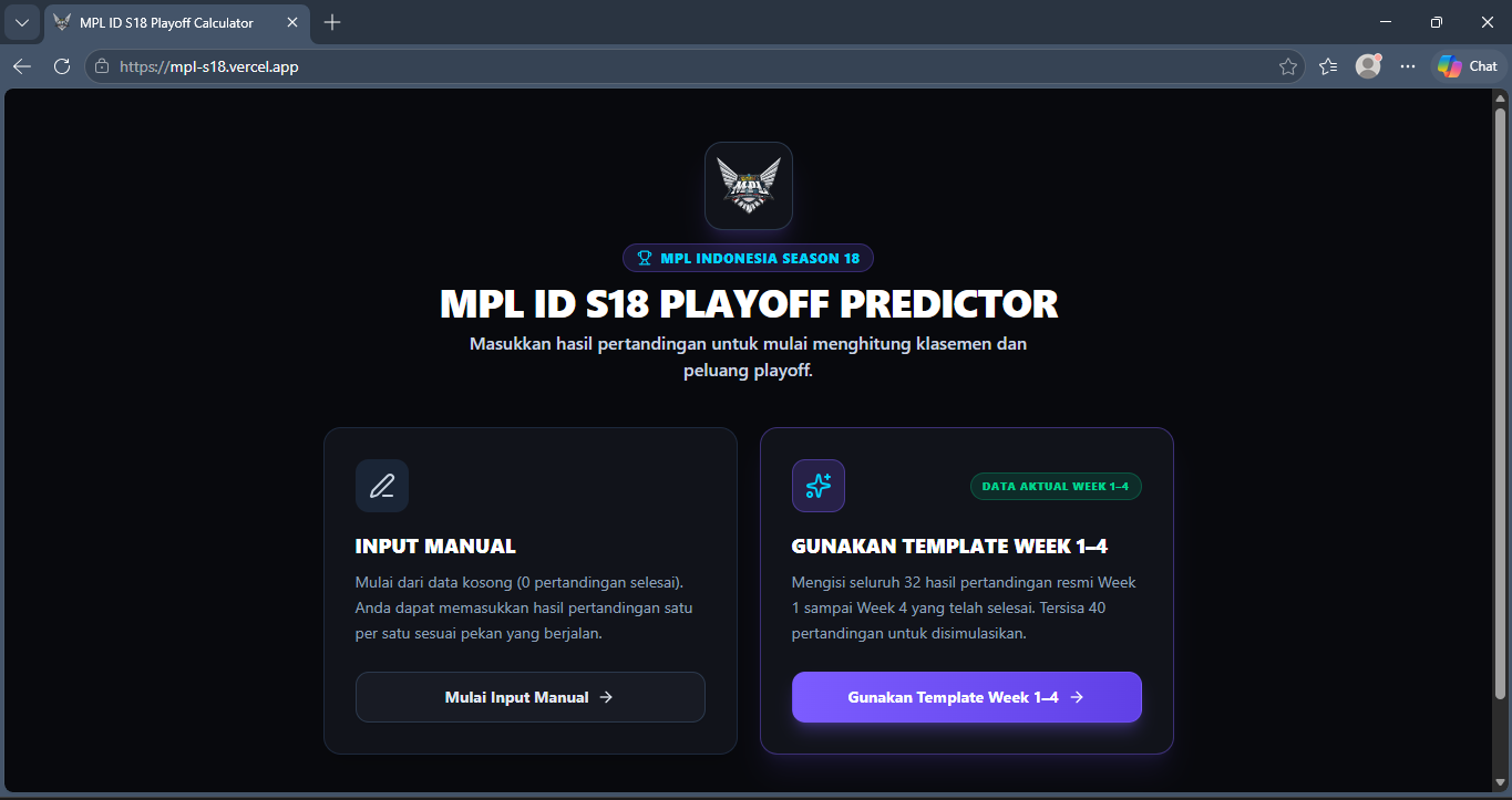 MPL ID S18 Playoff Predictor overview