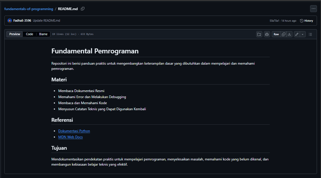 Fundamentals of Programming documentation preview